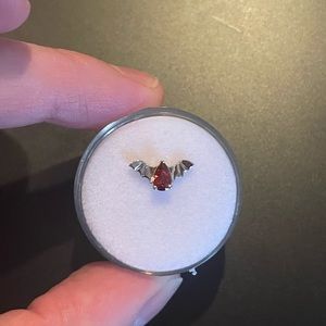 Junipurr 14K White Gold with Orange Garnet Bat Threadless End (Press-Fit)